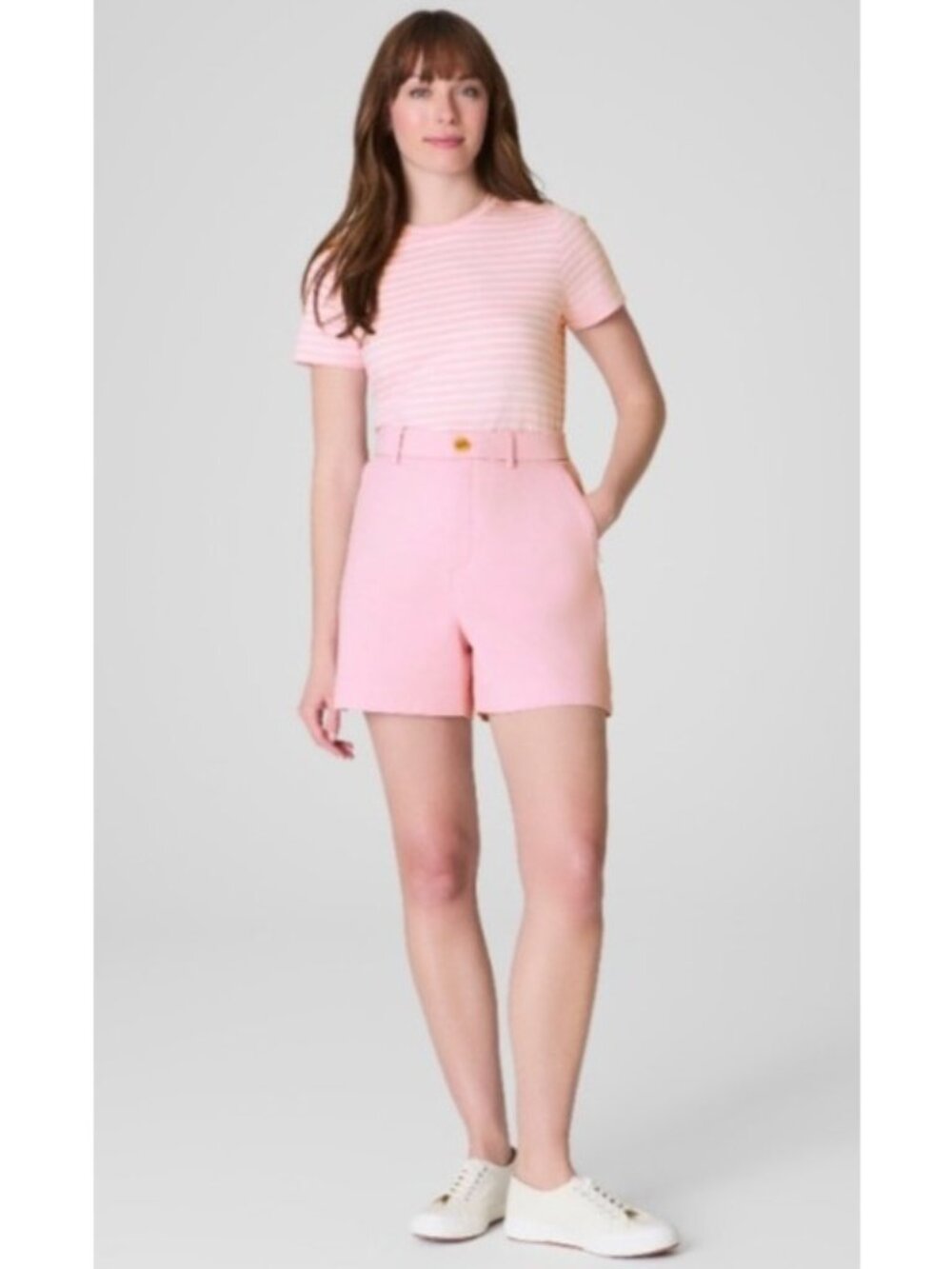 NEW Spanx Stretch Twill Shorts 5" Shaping Stretchy Fleur Pink Casual Small